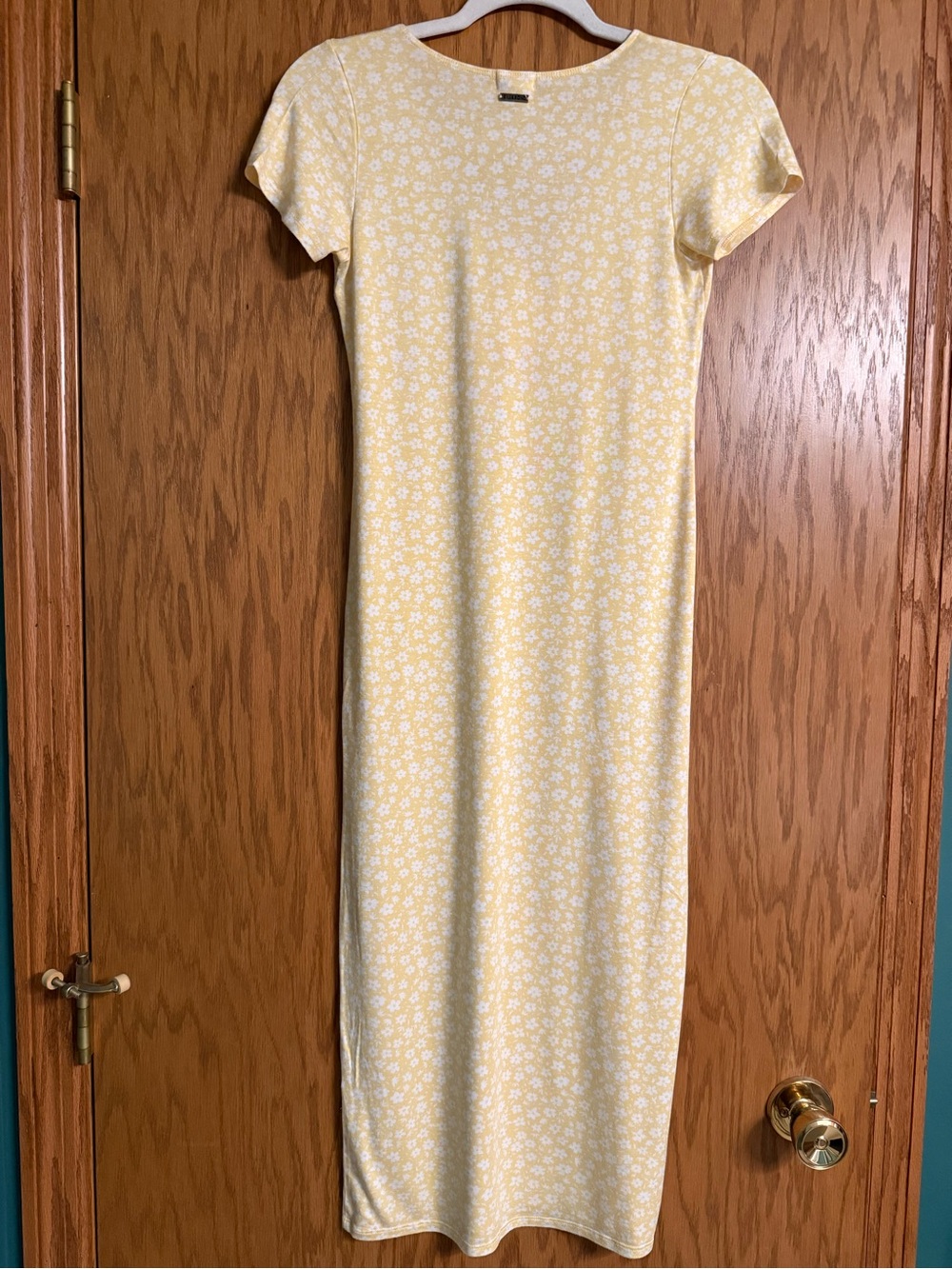 Billabong Yellow Floral Wrap Midi Dress Women’s Size M Short Sleeve Boho Casual - Picture 3 of 5